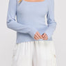 The Camille Square - Neck Rib Knit Pullover - MTT Collective
