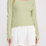 The Camille Square - Neck Rib Knit Pullover - MTT Collective