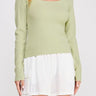 The Camille Square - Neck Rib Knit Pullover - MTT Collective
