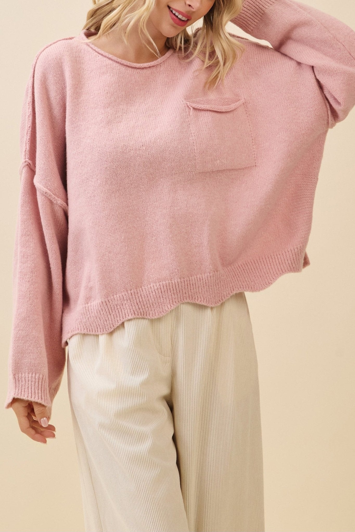 The Clara Scallop Pocket Sweater - MTT Collective