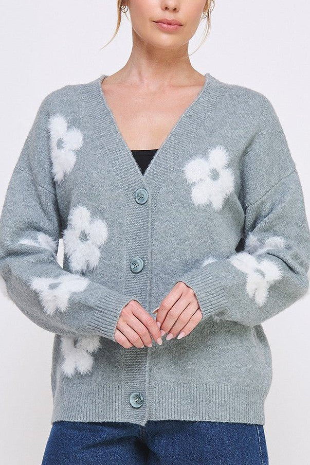 The Daisy Rae Textured Flower Cardigan - MTT Collective