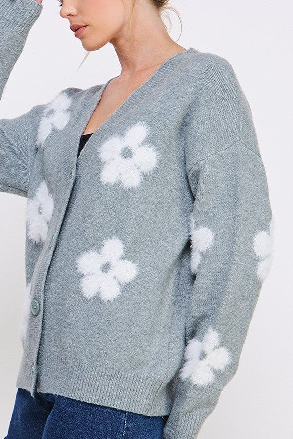 The Daisy Rae Textured Flower Cardigan - MTT Collective