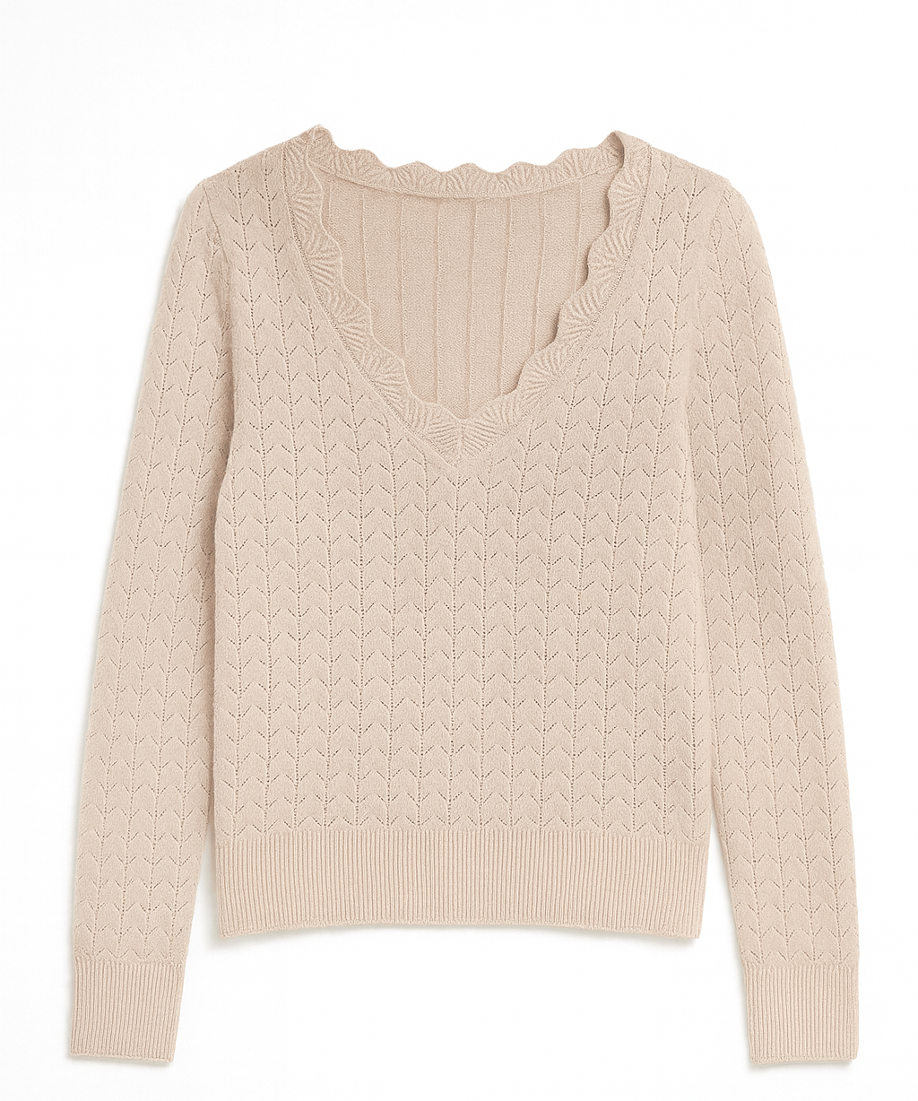 The Delaney Scallop Pointelle Sweater - MTT Collective