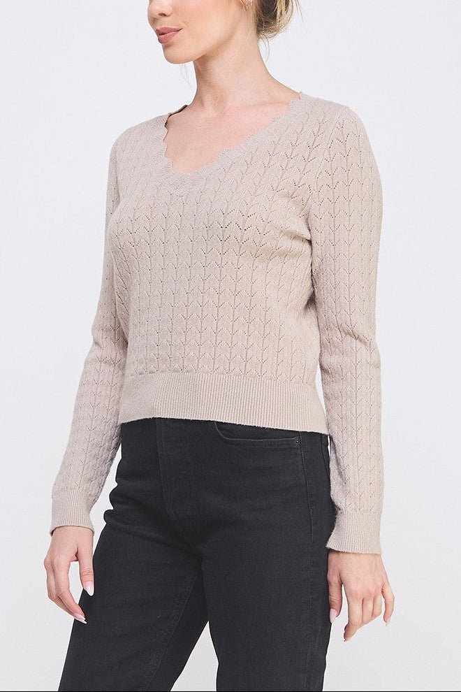 The Delaney Scallop Pointelle Sweater - MTT Collective