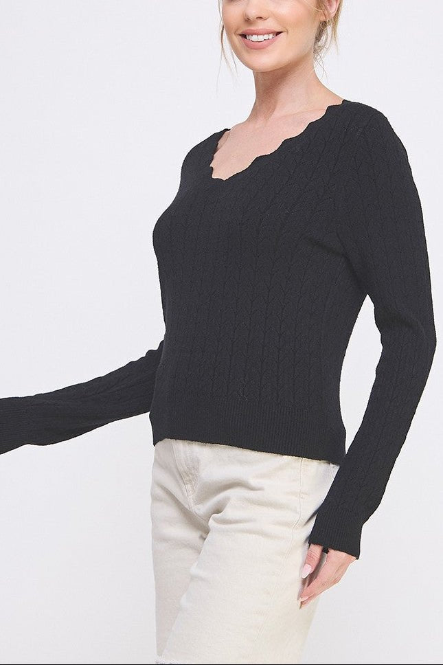 The Delaney Scallop Pointelle Sweater - MTT Collective