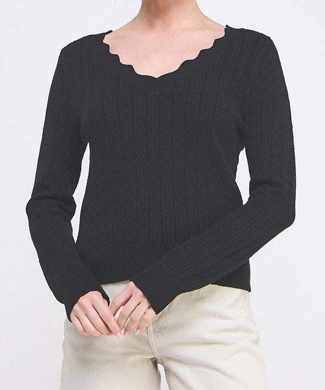 The Delaney Scallop Pointelle Sweater - MTT Collective