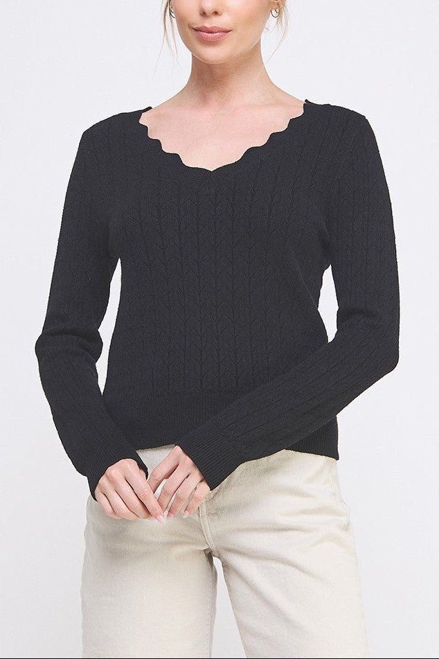The Delaney Scallop Pointelle Sweater - MTT Collective