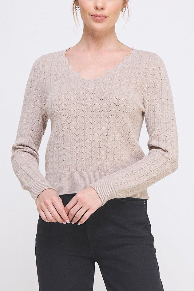 The Delaney Scallop Pointelle Sweater - MTT Collective