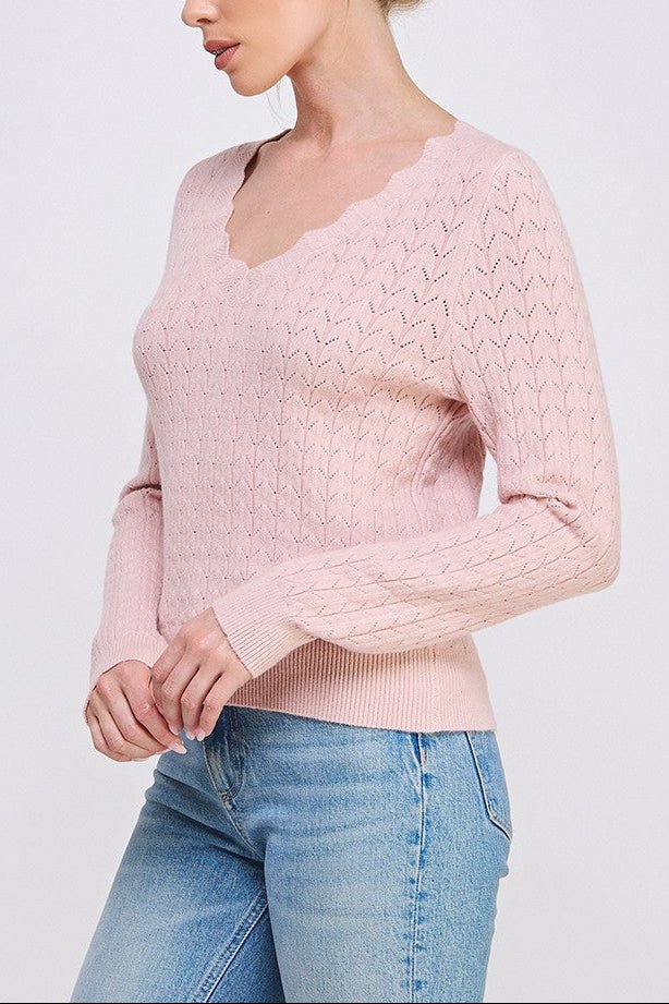 The Delaney Scallop Pointelle Sweater - MTT Collective