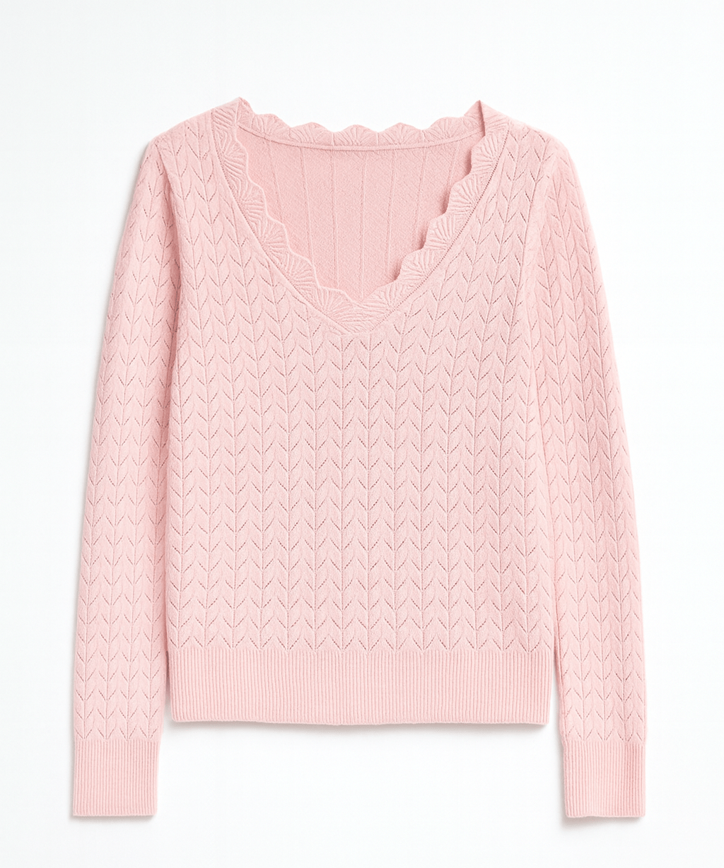 The Delaney Scallop Pointelle Sweater - MTT Collective