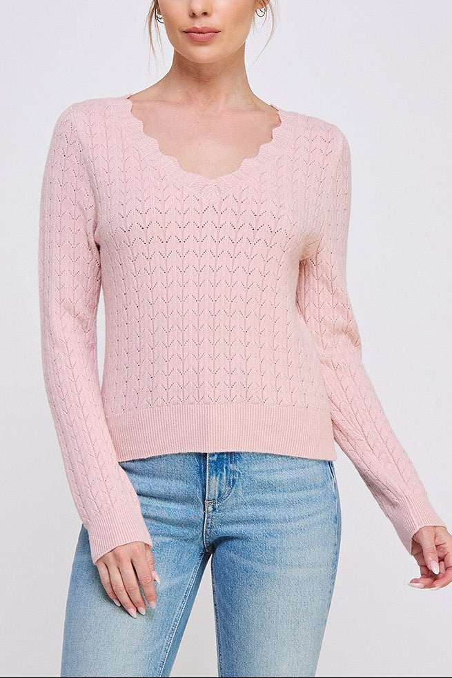The Delaney Scallop Pointelle Sweater - MTT Collective