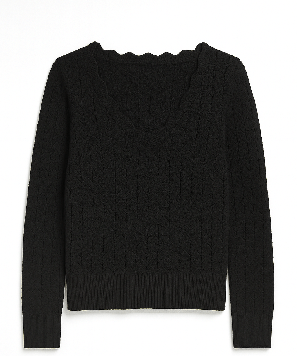 The Delaney Scallop Pointelle Sweater - MTT Collective