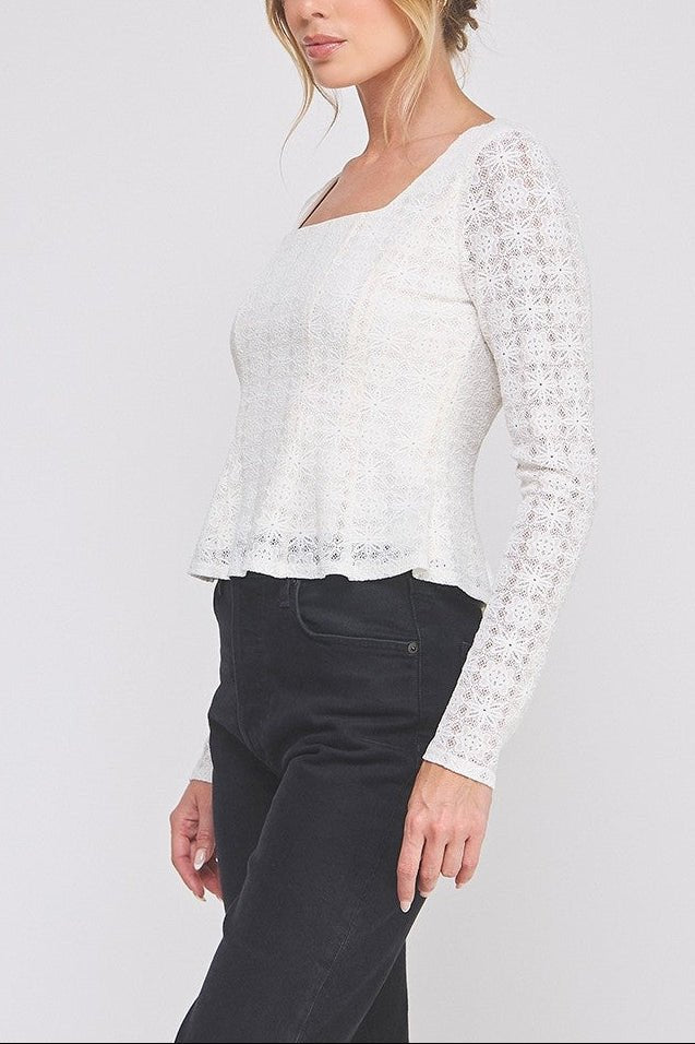The Elowen Lace Square - Neck Peplum Top - MTT Collective