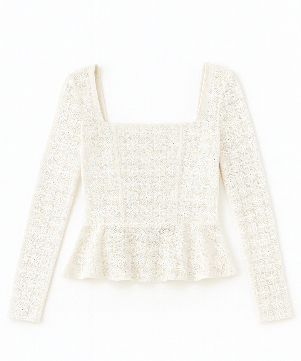 The Elowen Lace Square - Neck Peplum Top - MTT Collective