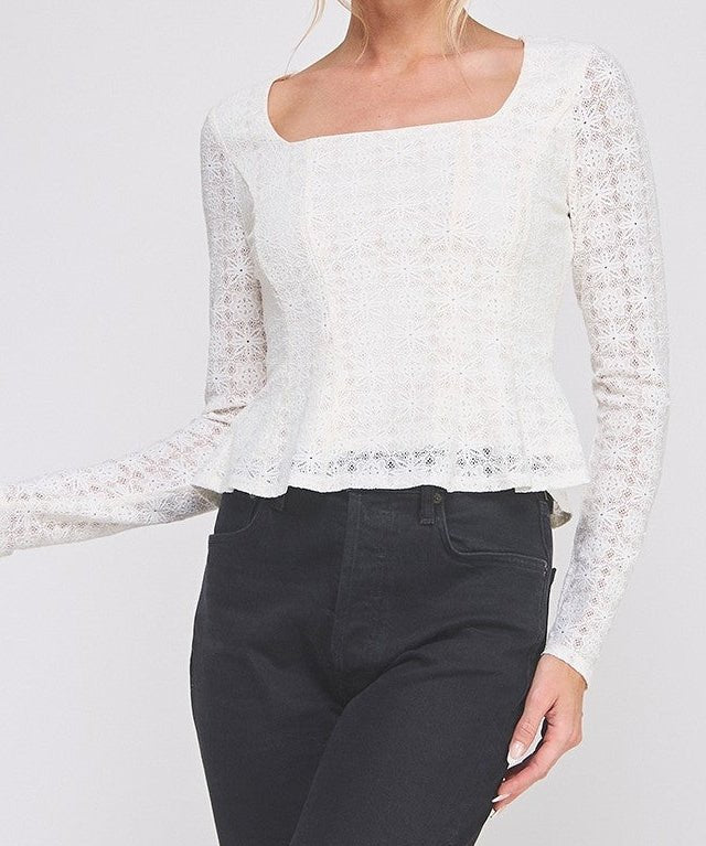 The Elowen Lace Square - Neck Peplum Top - MTT Collective