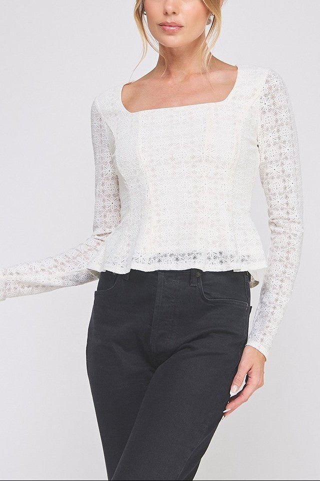 The Elowen Lace Square - Neck Peplum Top - MTT Collective