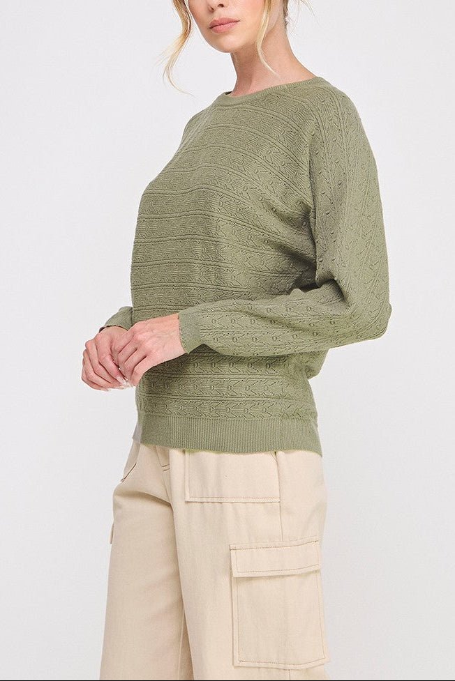 The Emilia Pointelle Dolman Sweater - MTT Collective