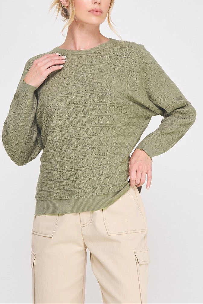 The Emilia Pointelle Dolman Sweater - MTT Collective