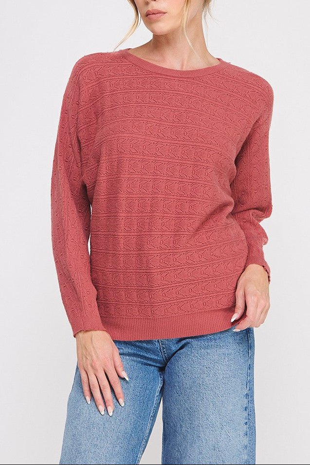The Emilia Pointelle Dolman Sweater - MTT Collective