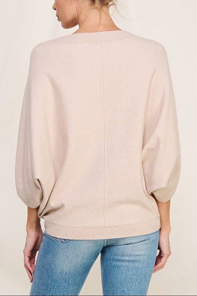 The Haven Mixed - Texture Dolman V - Neck Sweater - MTT Collective