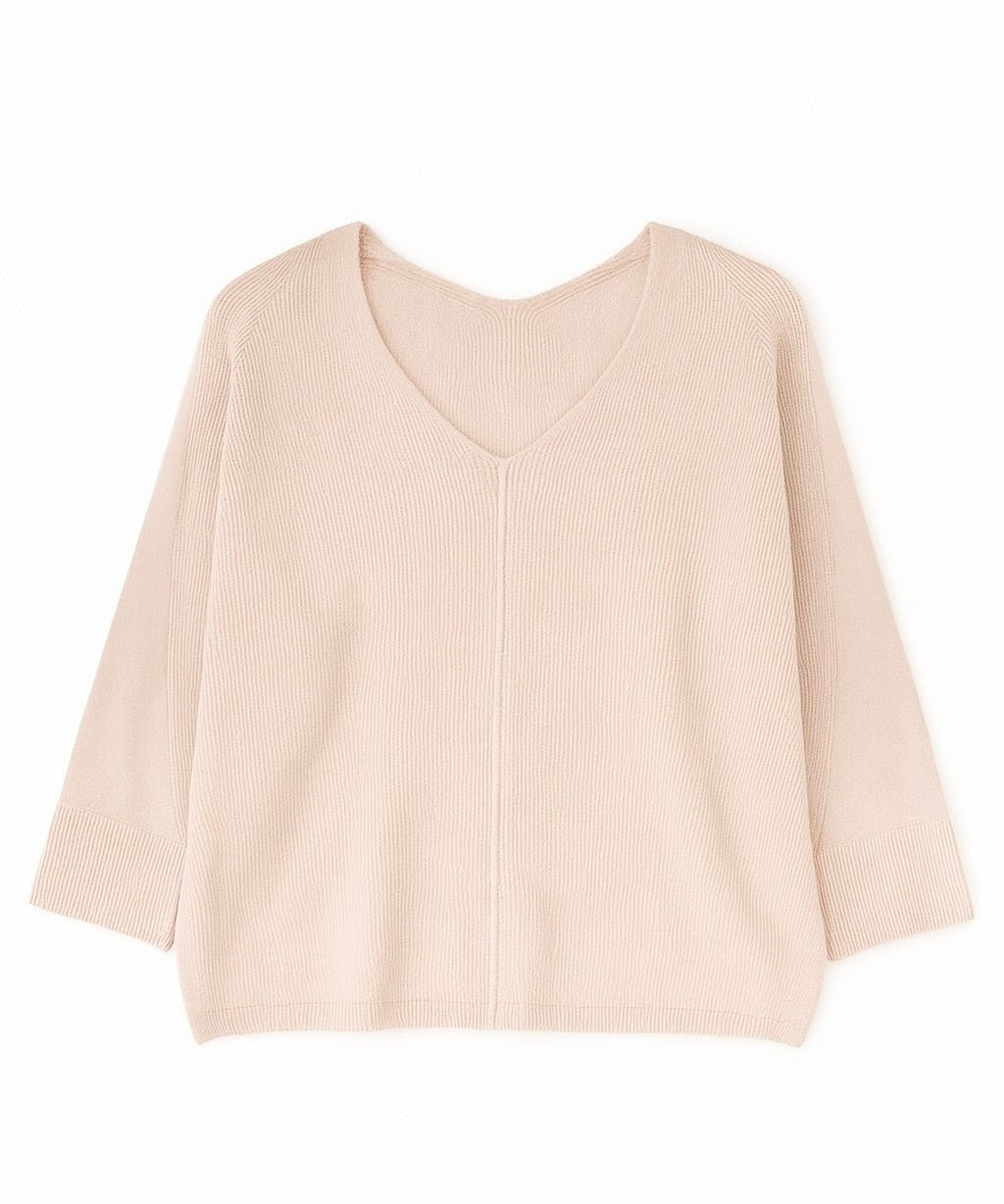 The Haven Mixed - Texture Dolman V - Neck Sweater - MTT Collective