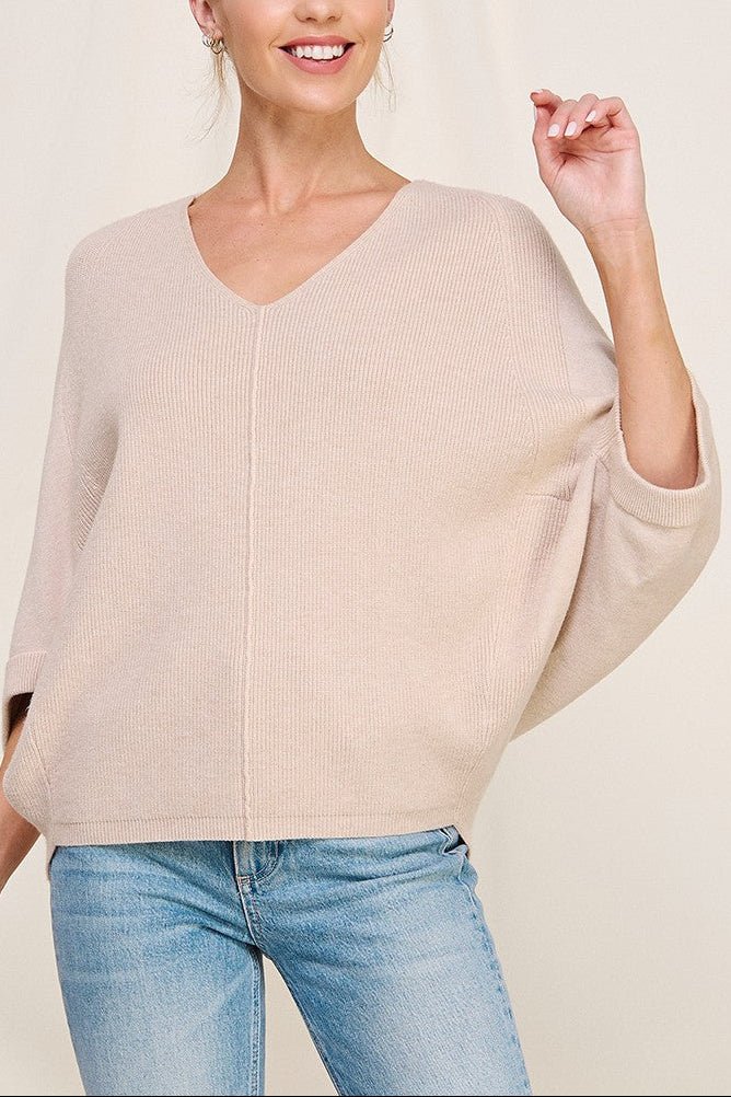 The Haven Mixed - Texture Dolman V - Neck Sweater - MTT Collective