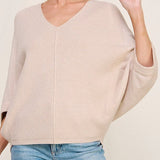 The Haven Mixed - Texture Dolman V - Neck Sweater - MTT Collective