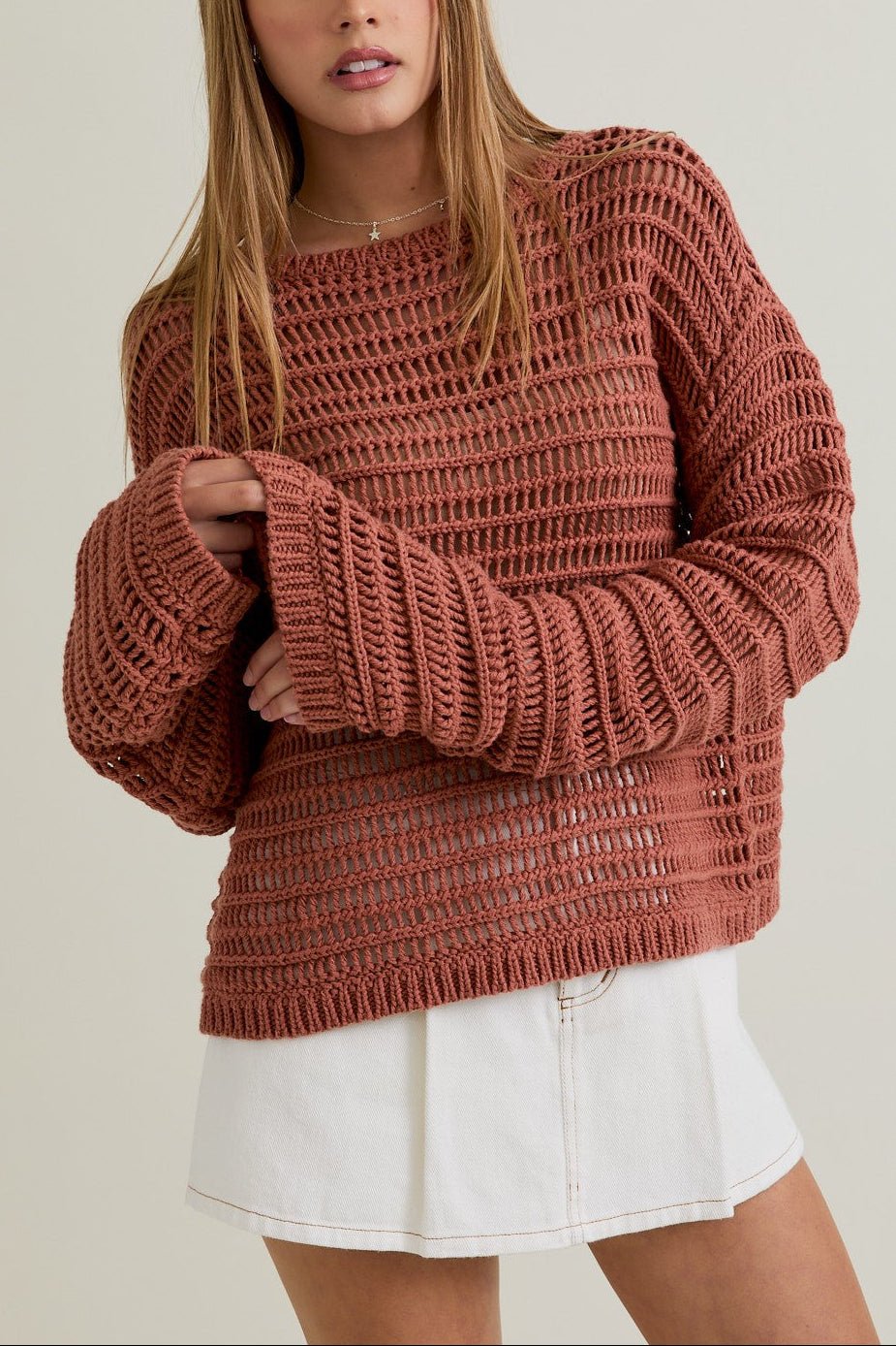 The Isla Open Knit Sweater - MTT Collective