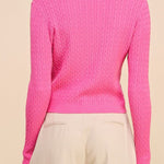 The Lila Cable Knit V - Neck Sweater - MTT Collective