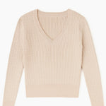 The Lila Cable Knit V - Neck Sweater - MTT Collective