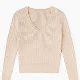 The Lila Cable Knit V - Neck Sweater - MTT Collective