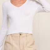 The Lila Cable Knit V - Neck Sweater - MTT Collective