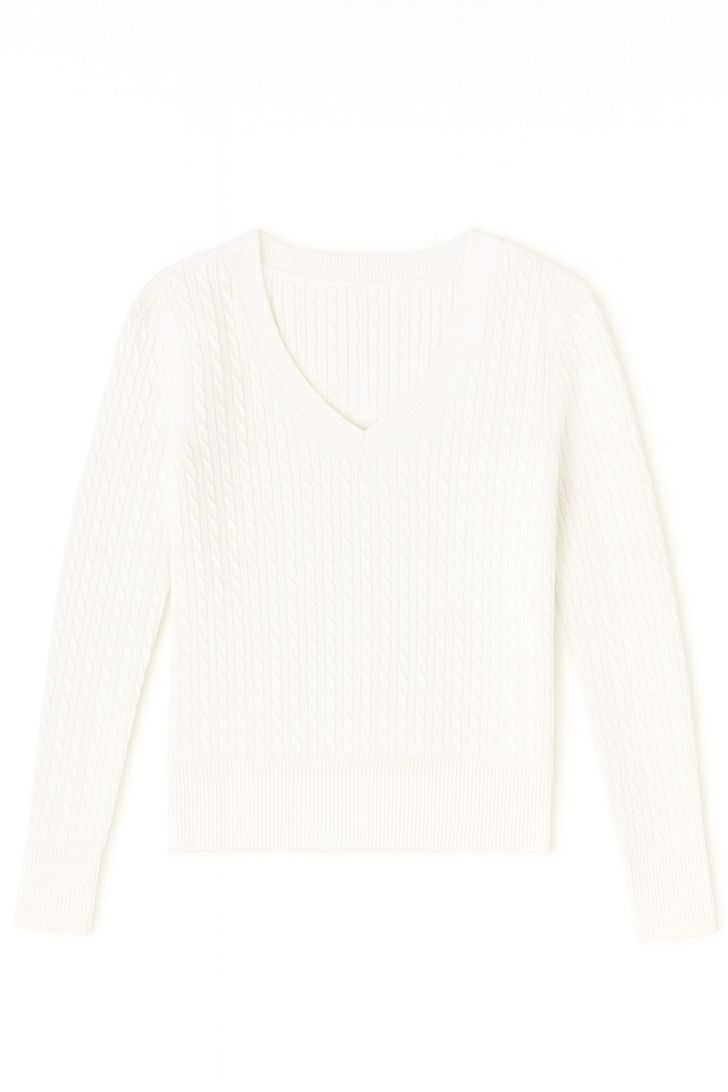 The Lila Cable Knit V - Neck Sweater - MTT Collective