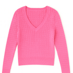 The Lila Cable Knit V - Neck Sweater - MTT Collective