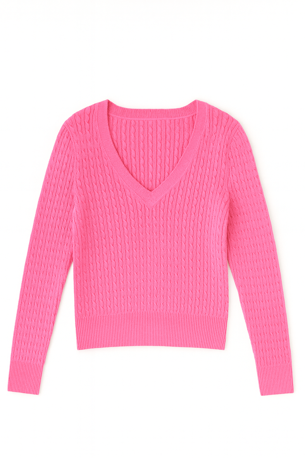 The Lila Cable Knit V - Neck Sweater - MTT Collective