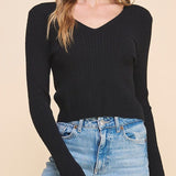 The Lila Cable Knit V - Neck Sweater - MTT Collective
