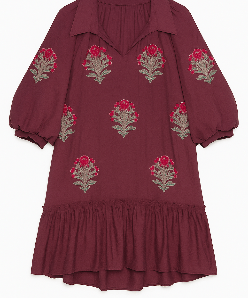 The Maribel Embroidered Ruffle Dress - MTT Collective