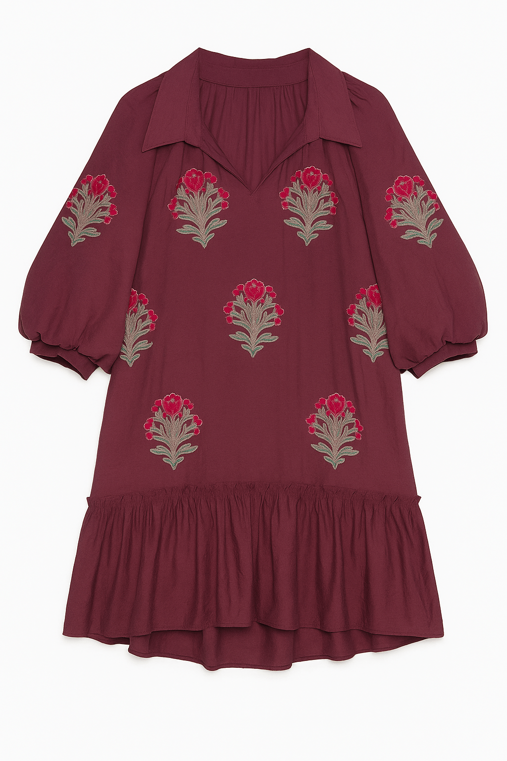 The Maribel Embroidered Ruffle Dress - MTT Collective