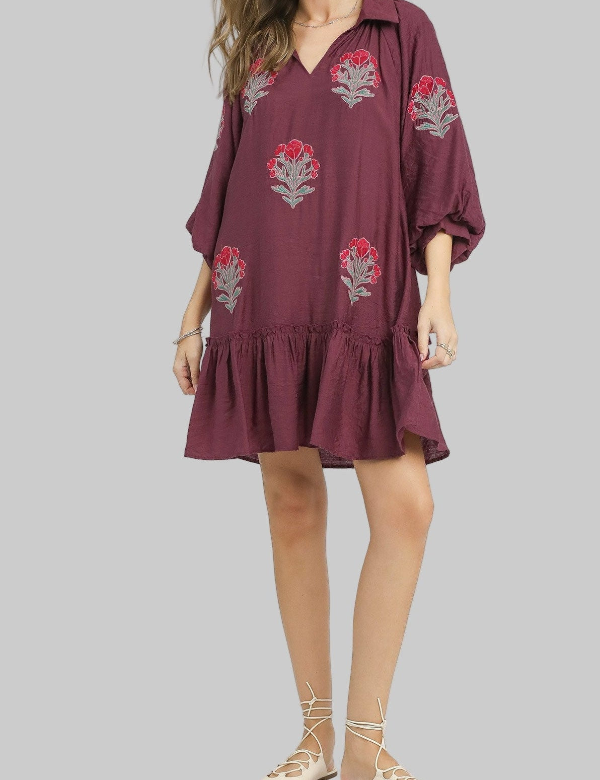 The Maribel Embroidered Ruffle Dress - MTT Collective