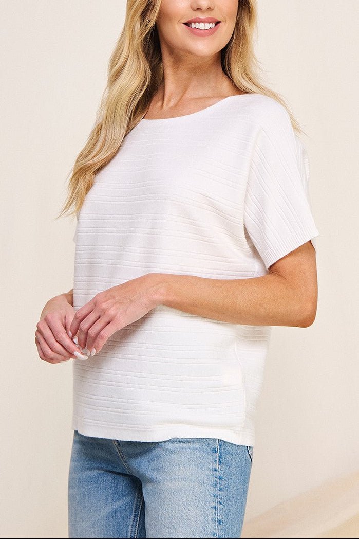 The Mila Variegated Rib Short Sleeve Top - MTT Collective