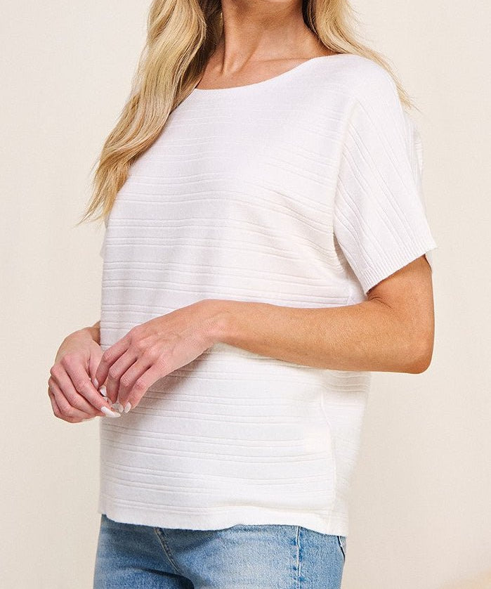 The Mila Variegated Rib Short Sleeve Top - MTT Collective