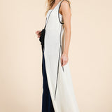 The Nova Contrast Tie Maxi Sleeveless Cardigan - MTT Collective