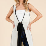 The Nova Contrast Tie Maxi Sleeveless Cardigan - MTT Collective