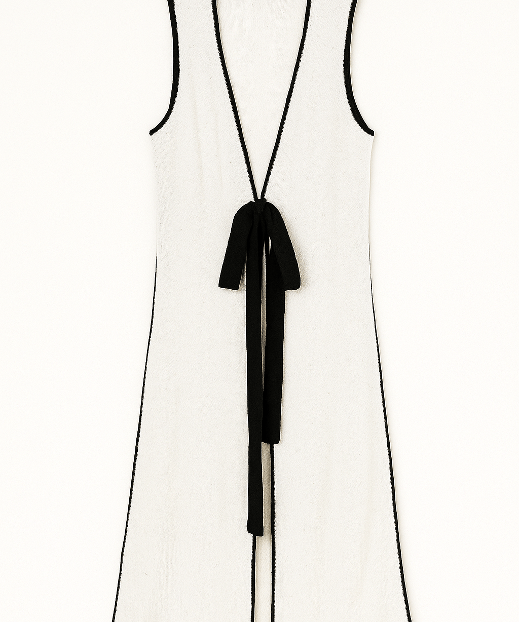 The Nova Contrast Tie Maxi Sleeveless Cardigan - MTT Collective