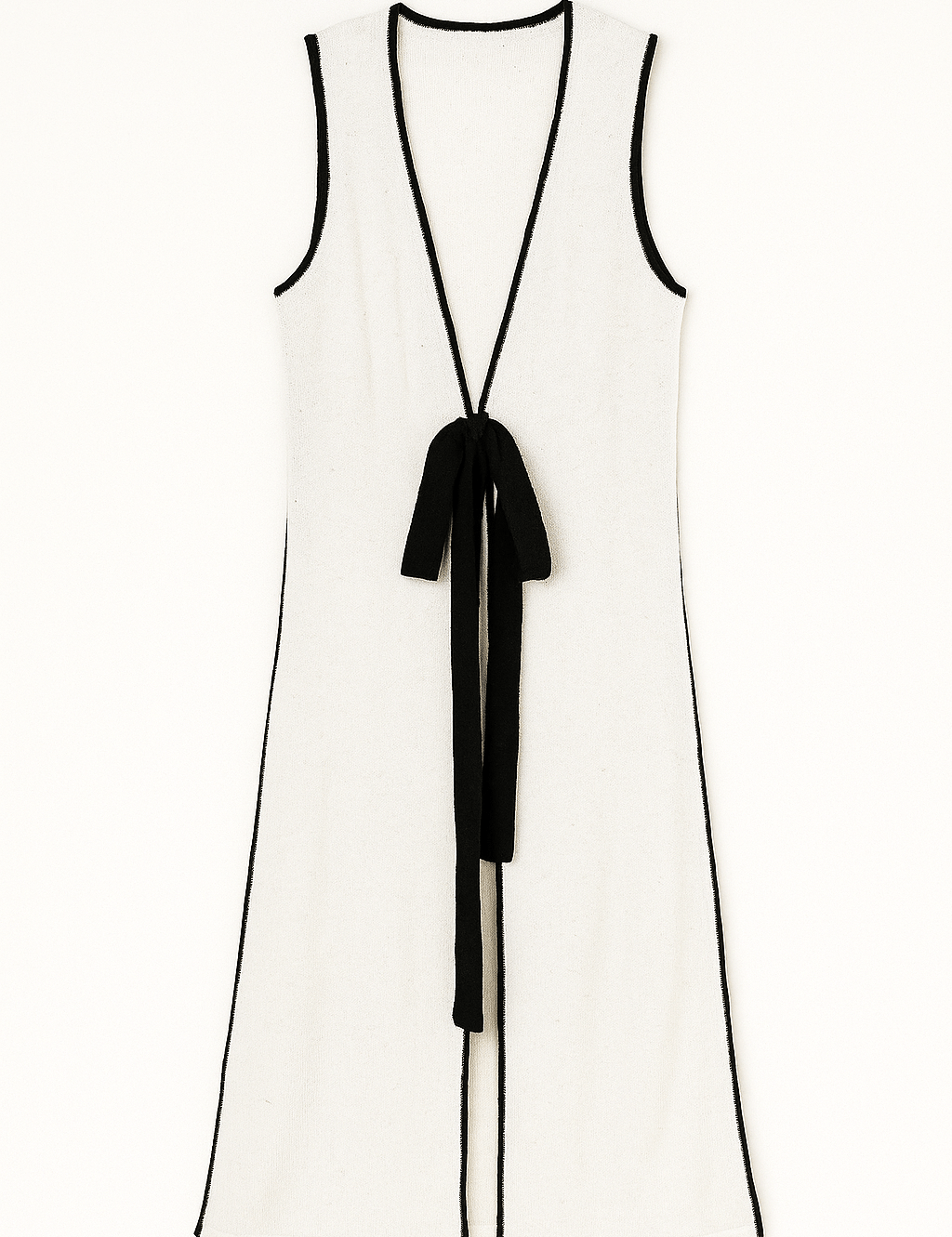 The Nova Contrast Tie Maxi Sleeveless Cardigan - MTT Collective