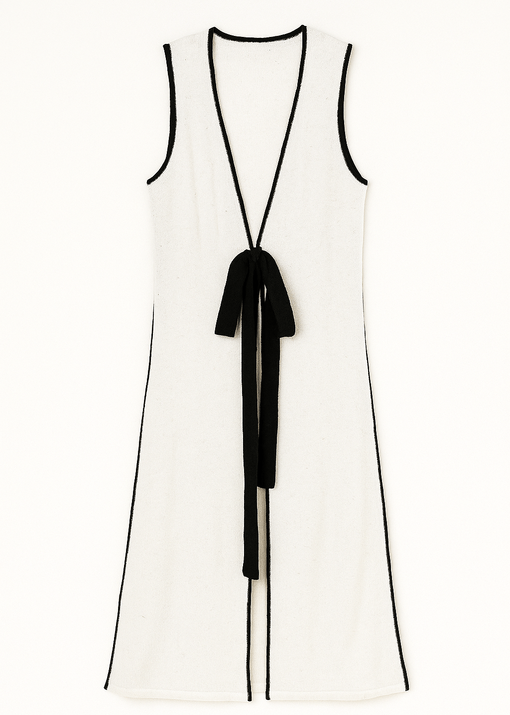 The Nova Contrast Tie Maxi Sleeveless Cardigan - MTT Collective