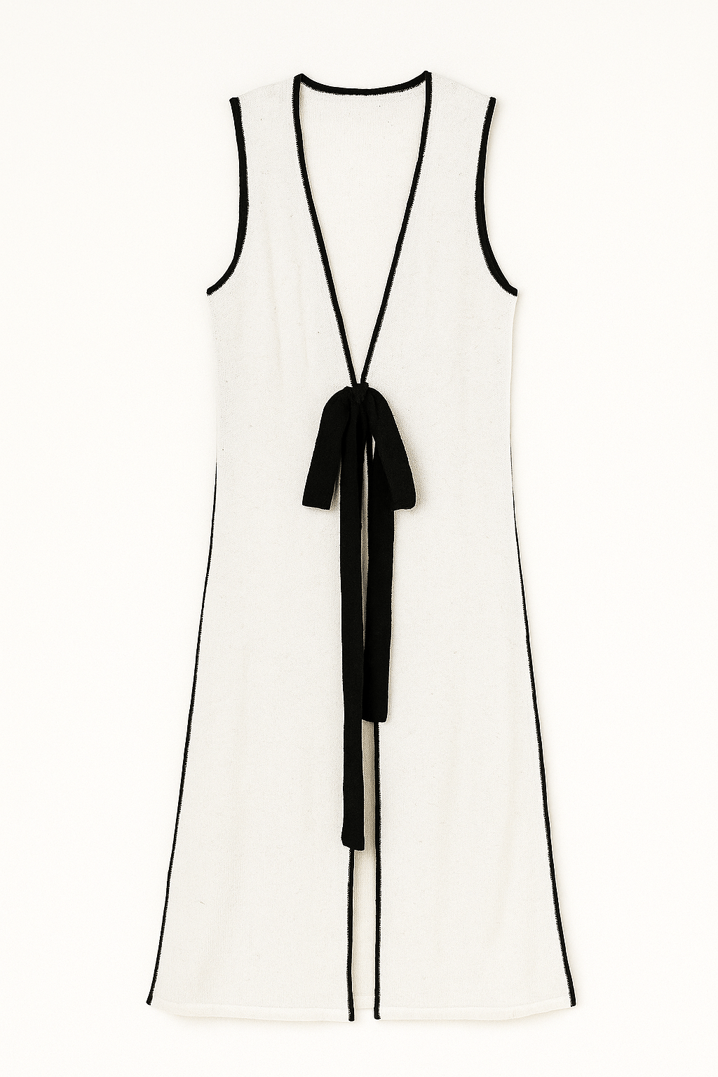 The Nova Contrast Tie Maxi Sleeveless Cardigan - MTT Collective