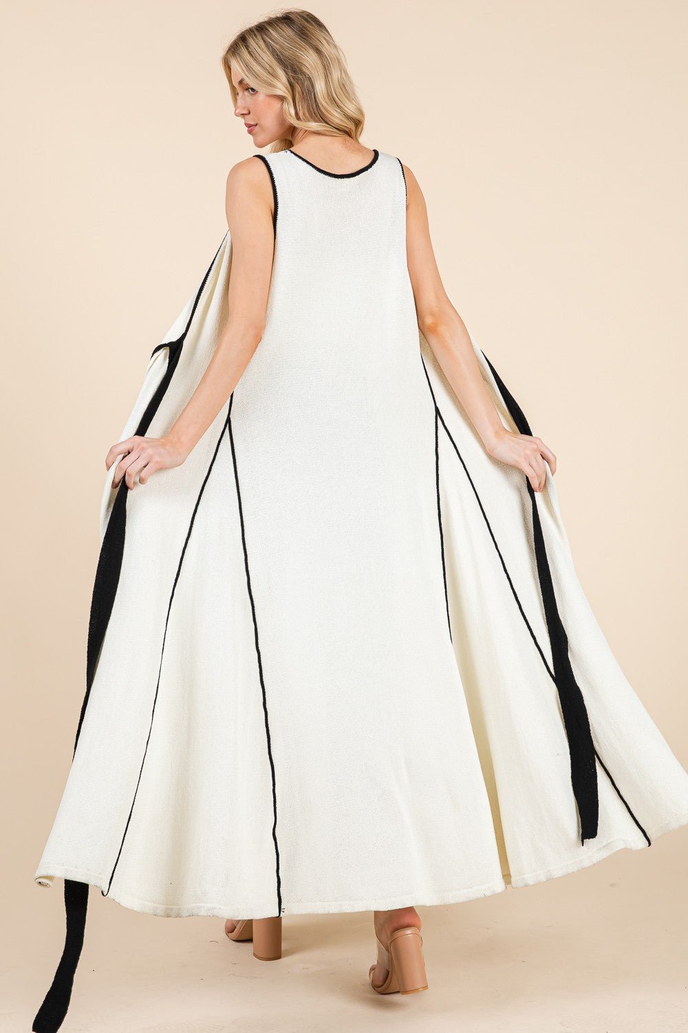 The Nova Contrast Tie Maxi Sleeveless Cardigan - MTT Collective