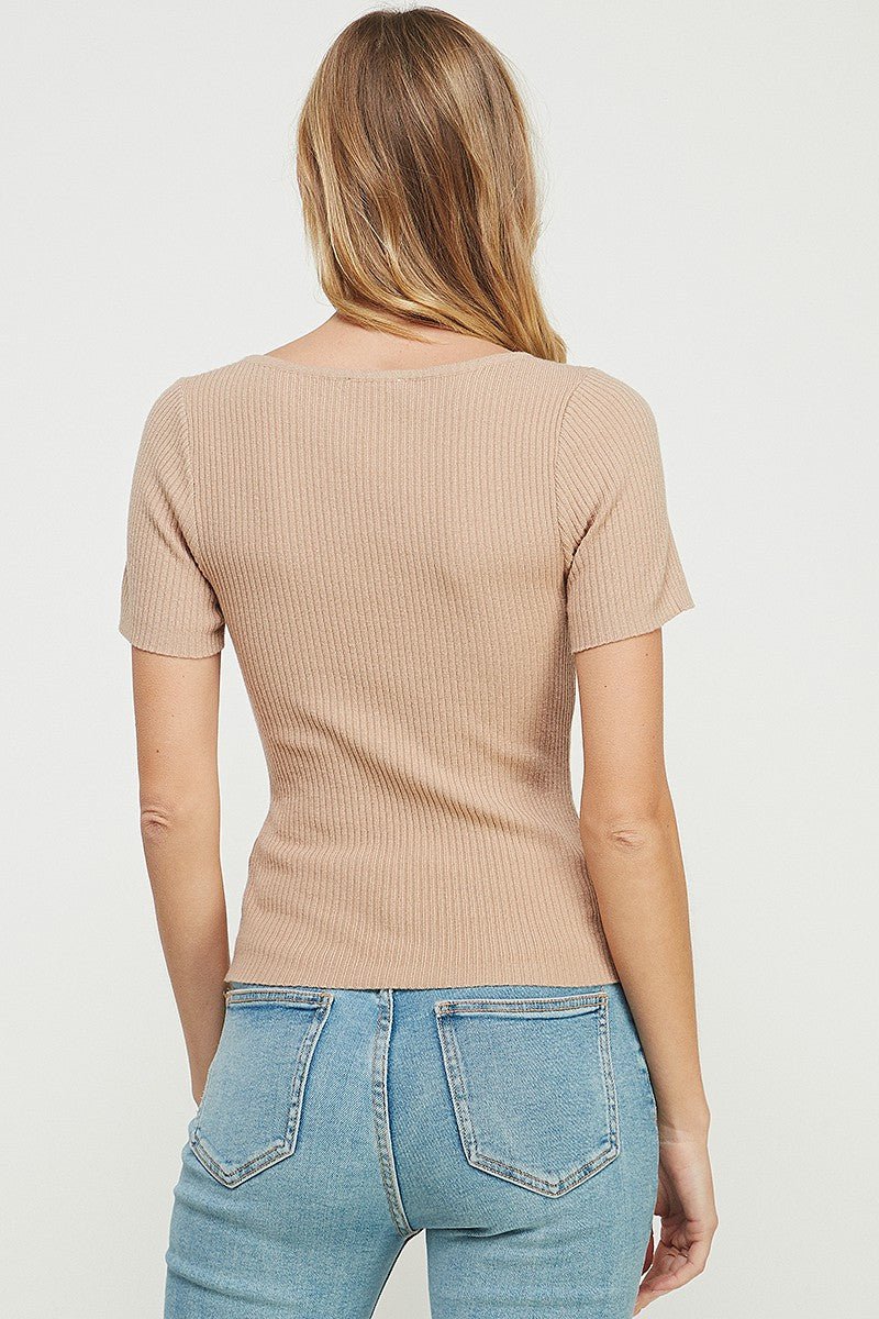 The Sophie Square - Neck Rib Knit Tee - MTT Collective