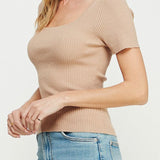 The Sophie Square - Neck Rib Knit Tee - MTT Collective